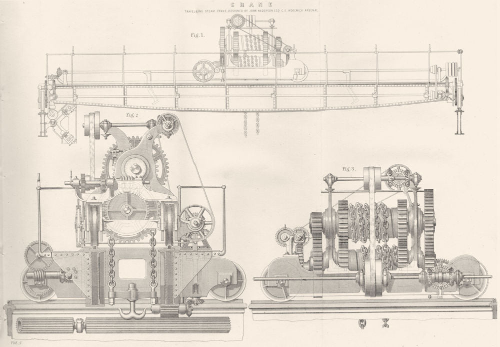WOOLWICH. Crane; Travelling steam, designed John Anderson. C. E. Arsenal 1880
